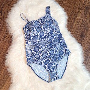 Swimsuit Women's One Piece Swimsuit Blue Python Print Spaghetti Strap Open Back